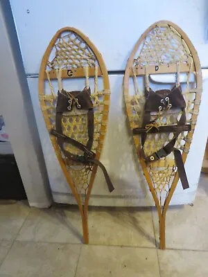 Vintage Wooden Snowshoes Size   35 `` Long By  11` Wide  Nice  Mfg Faber  (3721 • $59.99