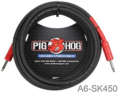 50ft 1/4  Male/Male Pig-Hog 8mm/OD 14-AWG Wire Speaker Cable A6-SK450 • $49.95