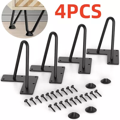 4x Hairpin Table Legs Hair Pin Legs Set For Furniture Bench Desk Metal Steel DIY • £9.99