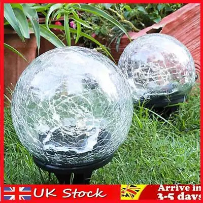 Solar Globes Lights Crackle Glass Solar Lights For Yard Pathway Patio Lawn • £20.69