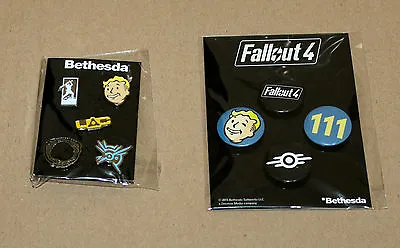 Bethesda Pin Set Doom Fallout 4 The Elder Scrolls Dishonored Battlecry + Button • £35.92