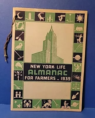 Vintage 1939 Art Deco NEW YORK LIFE Almanac For Farmers Monthly Zodiac Signs • $14.99