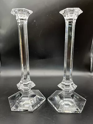 $149 • Buy Vintage Val St Lambert Candlestick Elysee 11 3/4 Inch Heavy Crystal Set Of 2