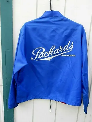 Vintage 70's Blue Racing Stripe  Packard  Nylon Zipper Jacket Sz Lrg By Swingstr • $45