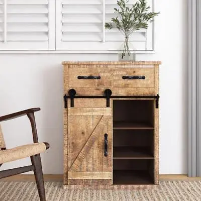 Rustic Kitchen Pantry Storage Cabinet Farmhouse Sliding Barn Door Cupboad • $105.99