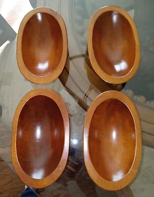 Set Of 4 Beauiful Hand Carved Wooden Salad / Snack Bowls • $19.95