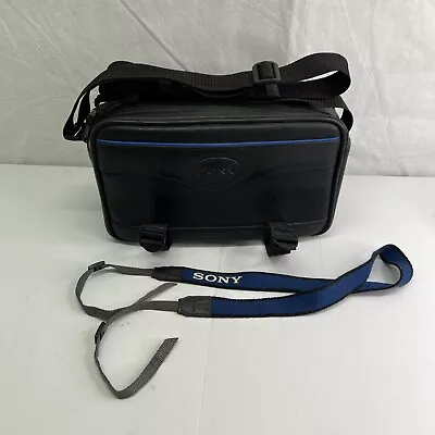 Sony Black Leather Video Camera Bag Camcorder Case Zippered W/ Strap • $9.99