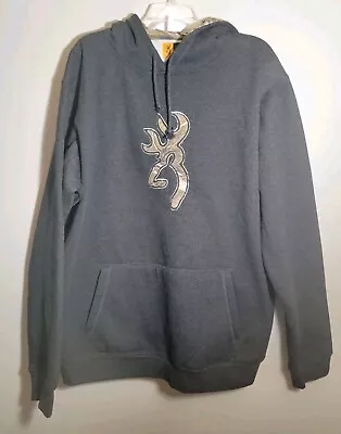 New Browning Hoodie Size 2XL Dark Gray Pullover Sweatshirt Camo Buckmark NWT • $28.50