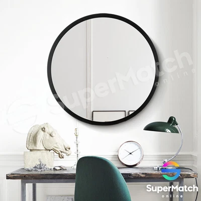 $109.59 • Buy 60CM Round Wall Mirror Bathroom Vanity Makeup Jewellery Storage Cabinet Black