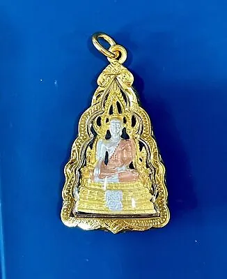 Phra Phuttha Chinnarat Charm Thai Buddha Amulet With Case Gold Plated Pendant • $60.95