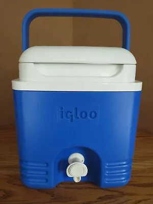 Vintage Igloo Square 1 Gallon Water Cooler With Dispenser Blue 2002 • $19.99