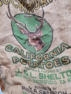 Vintage US No 1 Buckhorn California Potato Potatoes Burlap Sack Bag JL Swanson  • $36.74