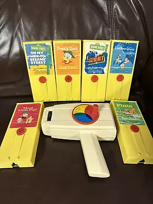 Fisher Price Movie Viewer 6 Cartridges Pluto Donald Duck Sesame Street Disney • $70