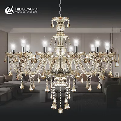 Elegant 10 Lights Crystal Glass Chandelier Pendant Ceiling Lighting Fixture E12 • $119.99