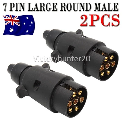 $14.89 • Buy 2X 7 Pin Flat Trailer Plug Connector Male Caravan Camper Boat Adaptor Plug