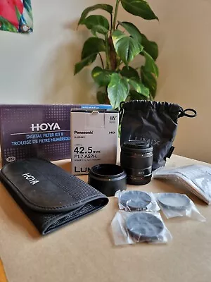Panasonic Lumix G 42.5mm F1.7 ASPH OIS Micro Four Third Lens With 3 Hoya Filters • £190