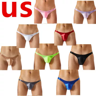 US Mens Underwear Glossy Low Rise Bulge Pouch Briefs Enhancing Bikini Swimwear • $4.64