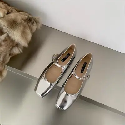 Women Mary Janes Ballet Shoes Fashion Dance Flats Square Toe Buckle Strap Loafer • $40.75