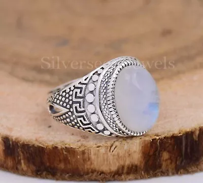 Natural Rainbow Moonstone Ring Men's Ring 925 Sterling Silver Ring • $33.60