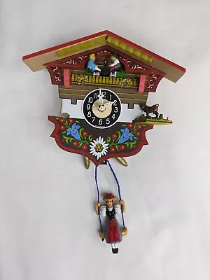 Engstler Miniature 5  Cuckoo Clock ~ Chalet W Kids On See-Saw Battery Germany • $49.96