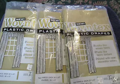 Vintage 3 Pc Set Plastic Drape Curtain Mid Century Modern LOT - 3 Wov-n-tex NEW • $22.94