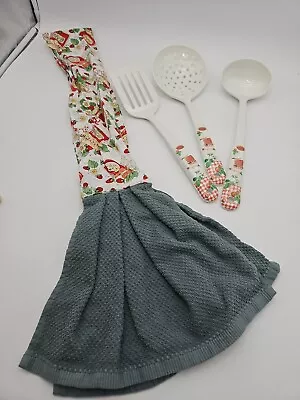 Vintage Melamine Strawberry Print Kitchen Utensils Set 3 Kitchen Towel St.berry • $13.20