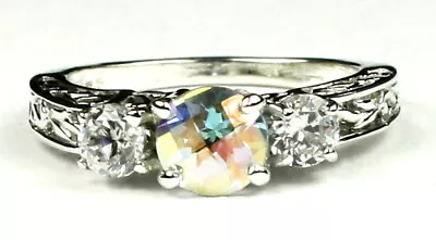 MERCURY MIST TOPAZ W/ 2 CZ Accents Sterling Silver Ladies Ring -Handmade • SR254 • $85.99