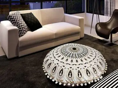 22 Inch Gold Floor Pillows Cushions Home Decor Hippie Mandala Pouf Cover Only • $20.49