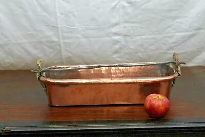 Antique French Copper Fish Poacher Kettle Cauldron Handmade Rolled Edge Hammered • $250