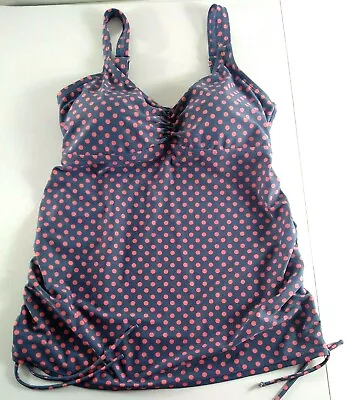 Women's Oh Baby Motherhood Maternity Tankini Swim Top Gray Pink Polka Dots M • $13.08