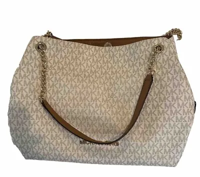 Michael Kors Handbag Gold Chain Strap Inside Pockets Center Zip • $17.90