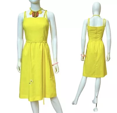 Vtg. 1970's Malia Honolulu Women's Bright Yellow Daisy Sundress Beach Dress • $28