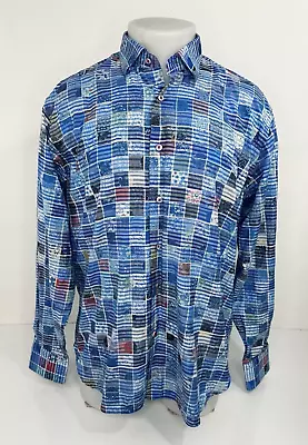 VISCONTI BLACK - Abstract Geometric Mens Lg.  Shirt • $39.11