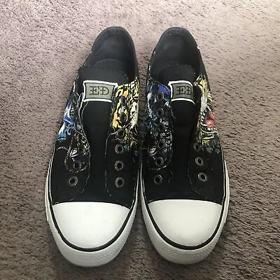 Ed Hardy Slip On Black Sneakers Size 8 Skull And Tiger • $69
