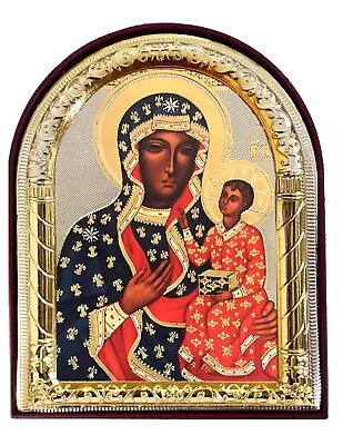 Our Lady Of Czestochowa Icon Arched With Its Stand 4 1/4  Black Madonna Image • $19.95