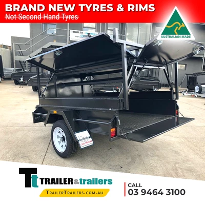 7x5 SINGLE AXLE TRADESMAN TRAILER | 600mm TOOL BOX TOP | REAR DOOR | AUSSIE MADE • $4230