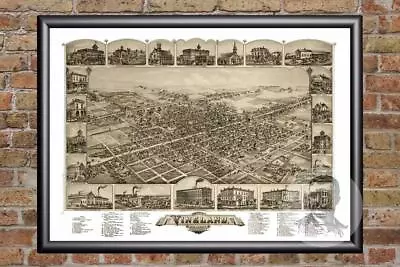 Vintage Vineland NJ Map 1885 - Historic New Jersey Art Old Victorian Industrial • $34.99