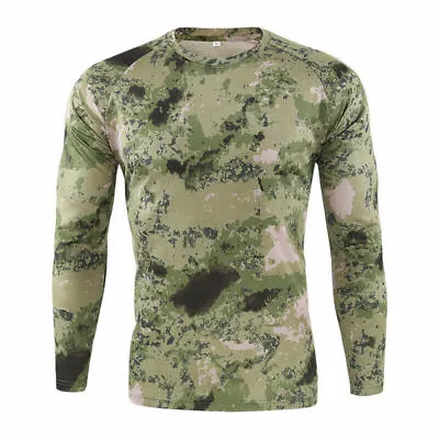 ESDY Men's Military Tactical T-Shirt Long Sleeve Army Airsoft Combat Camo Casual • $15.99