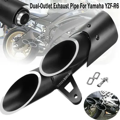 38-51mm Motorcycle Dual Outlet Exhaust Muffler Tail Tube Pipe For Yamaha YZF-R6 • $93.76