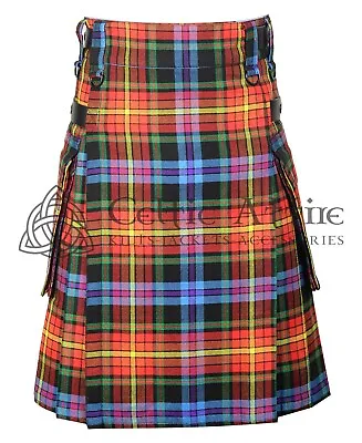 LGBTQ Pride Tartan Kilt - Scottish Gay Pride Tartan Cargo Pocket Utility Kilts • $51