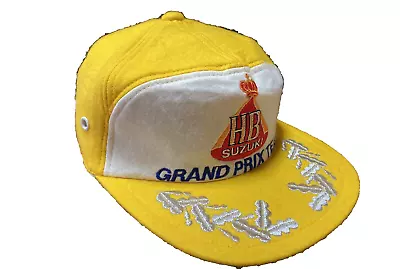 HB SUZUKI Grand Prix Racing Team Hat Cap Made In Japan Yellow Vintage MotoGP WGP • $99