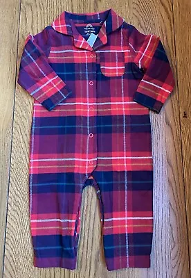 Next New Tartan Baby Pyjamas/Romper/Sleepsuit - 6-9 Months - Red/Blue - BNWT • £6.99