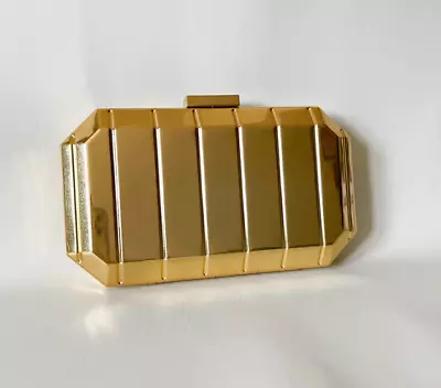 NEW ZARA GOLD BOX BAG Metal Clasp Sling Crossbody Clutch Purse O1219  *READ* • $38.24