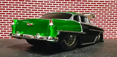 Muscle Machines 1/18 Slammed Black & Green 55 Chevy BelAir From Build It Kit HTF • $229.99