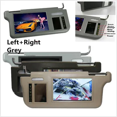 2Pcs 7  Grey Car 2 Channel Video Sunvisor Rear View Mirror Screen Lcd Monitors • $177.56