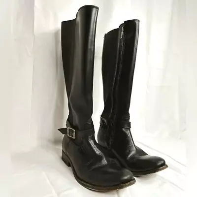 Vintage Frye Black Leather Knee High Riding Boots Size 9 • $80