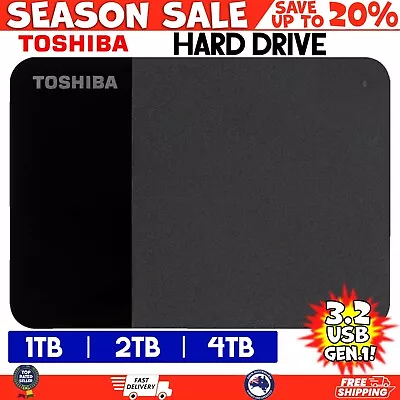 TOSHIBA External Hard Drive 1TB 2TB 4TB Portable Storage Super Speed USB 3.2 • $189.82