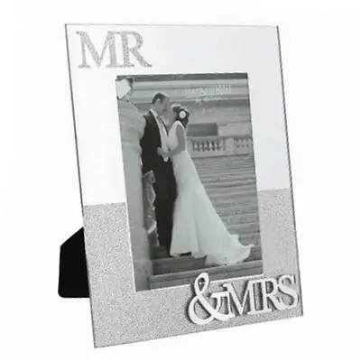 Wedding Day MR & MRS Mirror / Glitter 5 X7  Portrait Photo Frame • £9.99