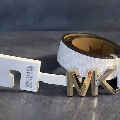 Michael Kors MK Logo Monogram Belt White -NEW • $38