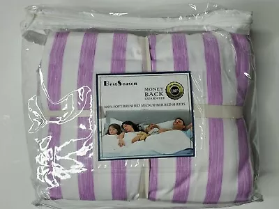 Best Season - 100% Soft Brushed Microfiber Twin Bed Sheets - Lavender - Striped • $23.77